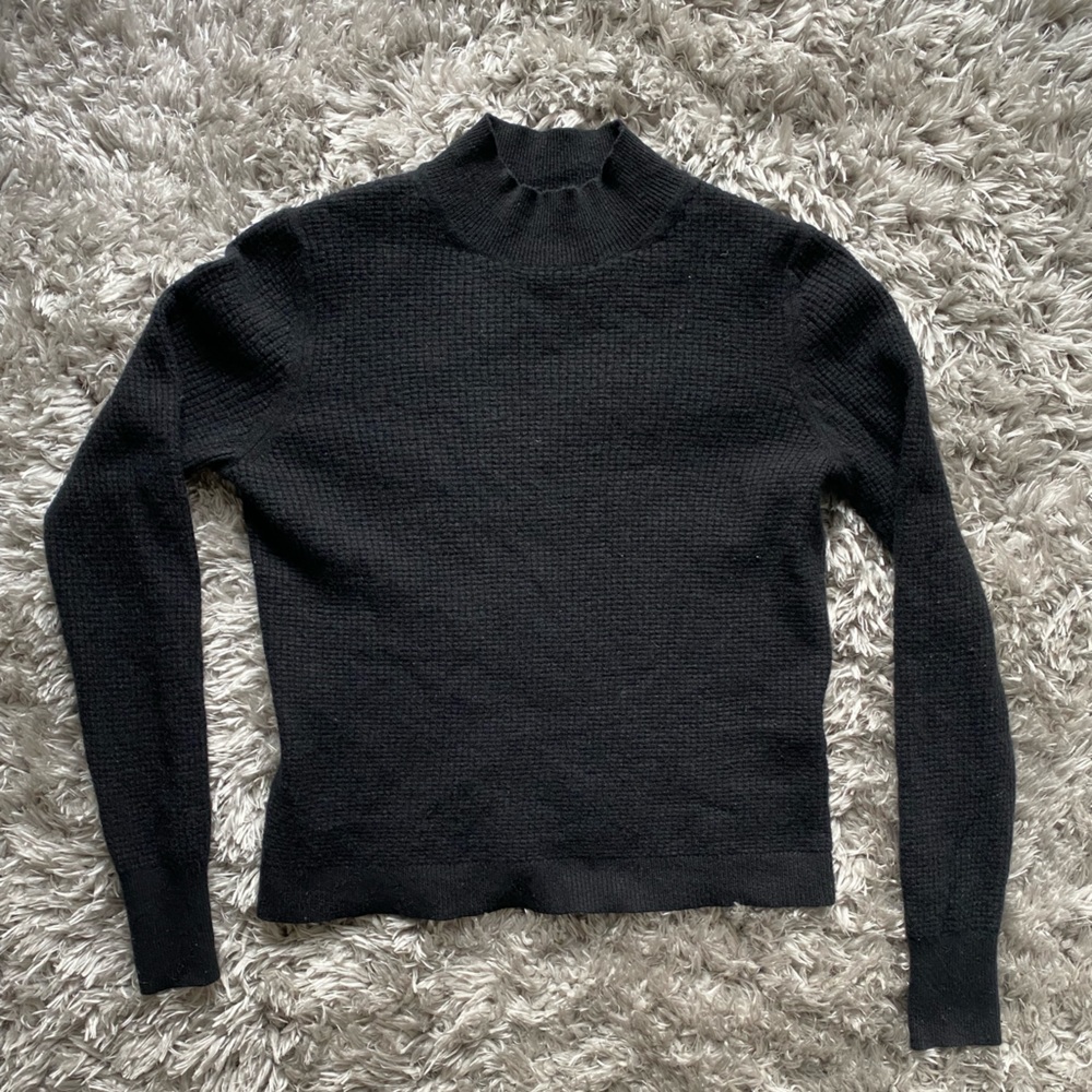 Black Mock Neck Banana Republic Italian Merino Blend Wool Sweater (S)